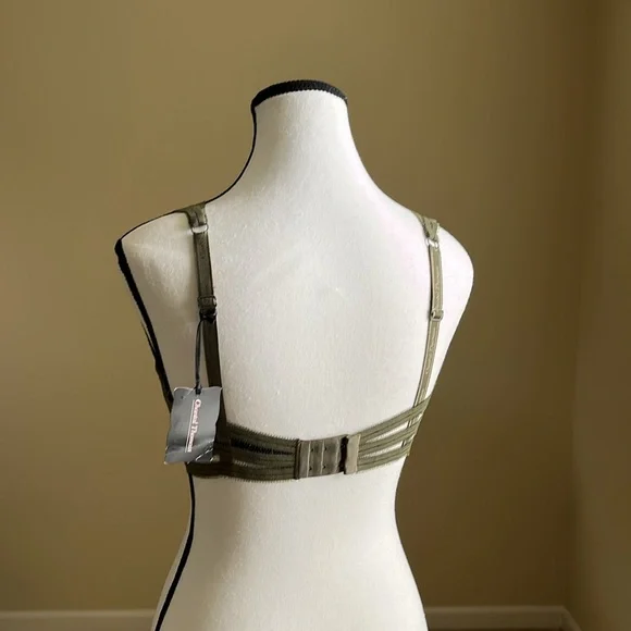 NWT - Chantal Thomas - Army Green Underwire Balconette Bra - 85D Fr / 32D US - Picture 2 of 7